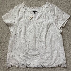 Talbots Women Eyelet Short Sleeve Shirt